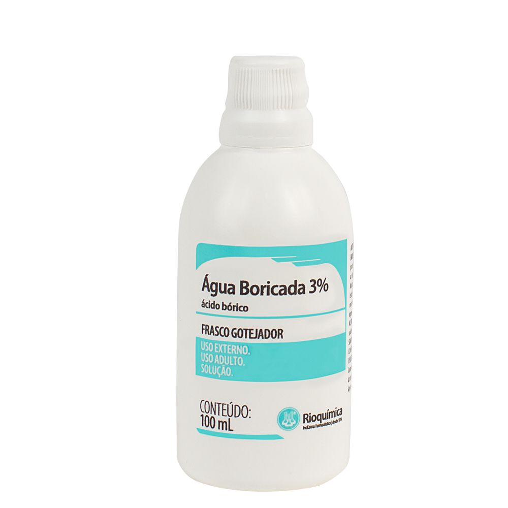 Água Boricada 3% Rioquímica Frasco com 100mL de Solução de Uso Dermatológico