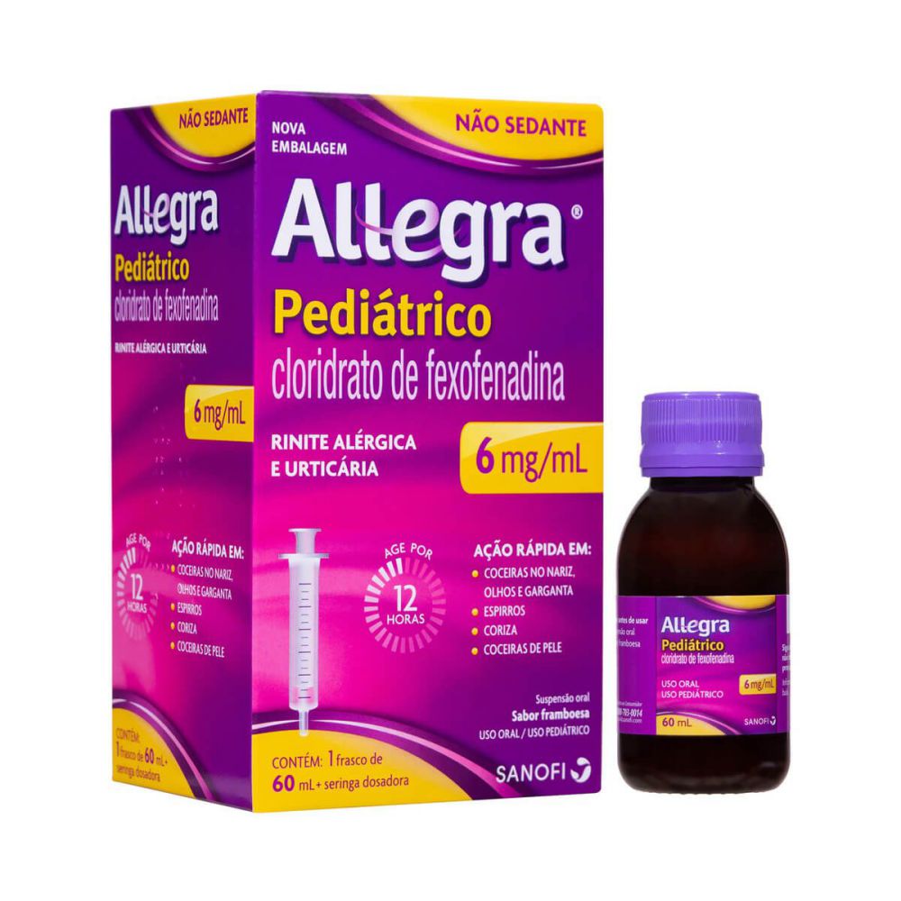 Allegra Pediátrico 6mg/mL Caixa com 1 Frasco com 60mL de Suspensão de Uso Oral + Seringa Dosadora