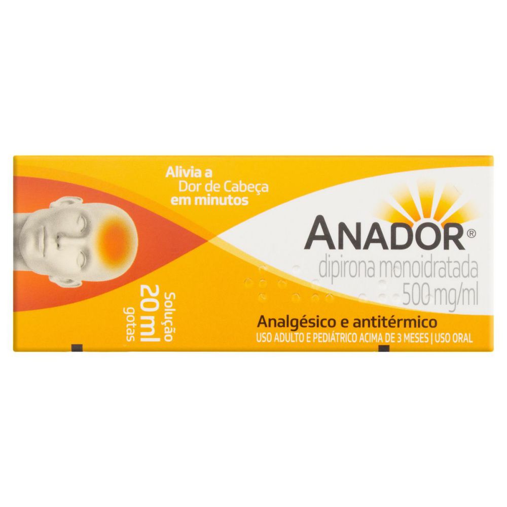 Anador Gotas 500mg/mL Caixa com 1 Frasco Gotejador com 20mL de Solução de Uso Oral