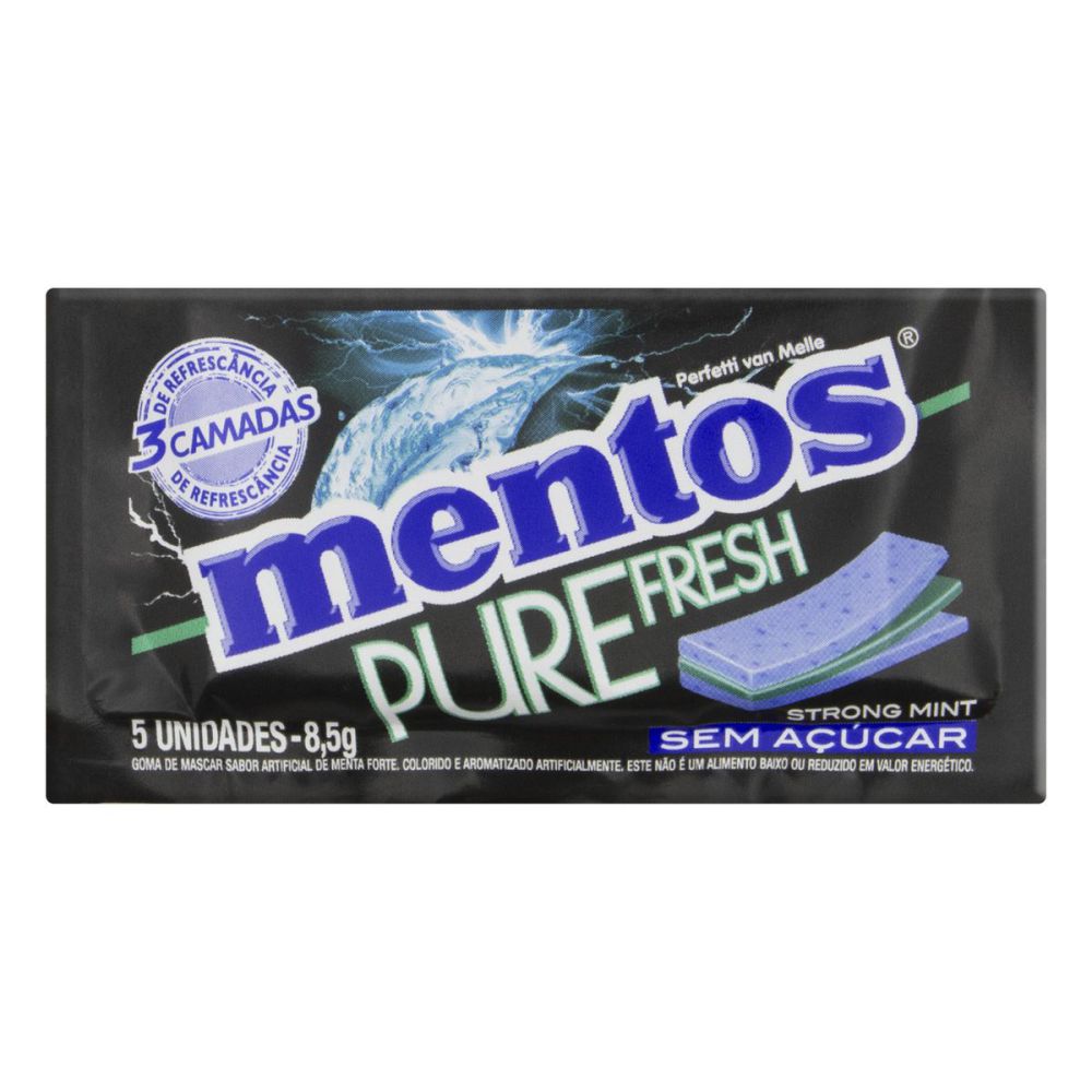 Chiclete Mentos Pure Strong Mint 5 Unidades
