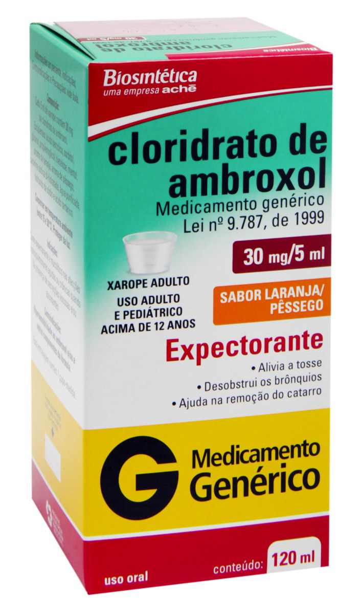 Cloridrato de Ambroxol Aché 6mg/mL Caixa com 1 Frasco com 120mL de Xarope + 1 Copo Medidor - Ache (GENÉRICO)