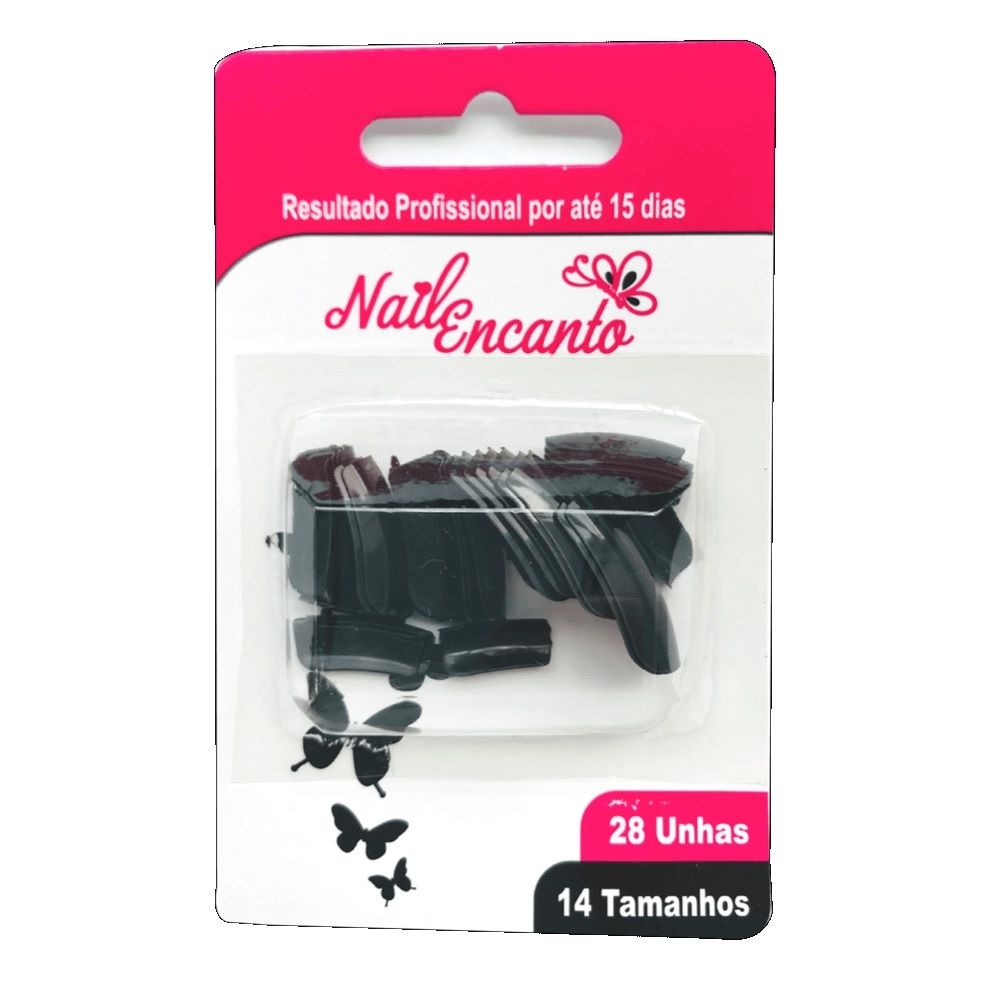 [TESTE] Unha Postiça Nail Encanto Preta Com 28 Un