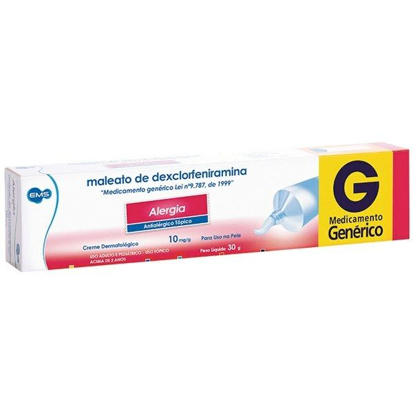 [TESTE] Maleato De Dexclorfeniramina Creme 10Mg Caixa Com 1 Bisnaga Com 30G De Creme De Uso Dermatológico - Ems (Genérico)