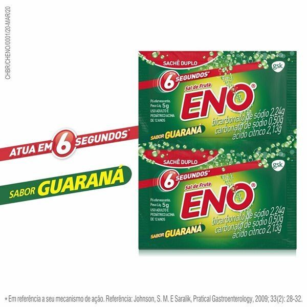 [TESTE] Sal De Frutas Eno 2 Envelopes Com 5G De Pó Efervescente De Uso Oral Guaraná