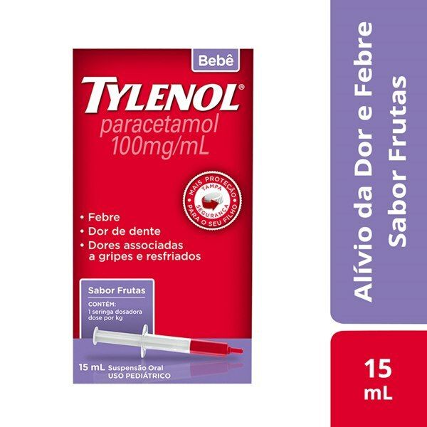 [TESTE] Tylenol Suspensão Oral 100Mg/mL Caixa Com 1 Frasco Com 15mL De Suspensão De Uso Oral + Seringa Dosadora