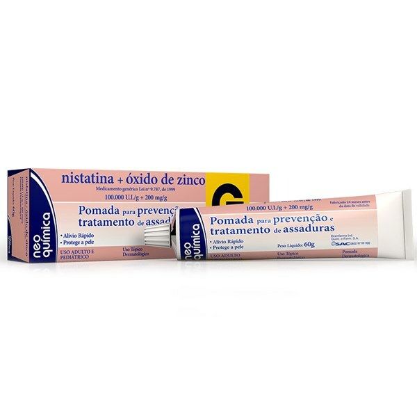 [TESTE] Nistatina + Óxido De Zinco 100.000Ui/G + 200Mg Caixa Com 1 Bisnaga Com 60G De Pomada De Uso Dermatológico - Neo Quimica (Genérico)