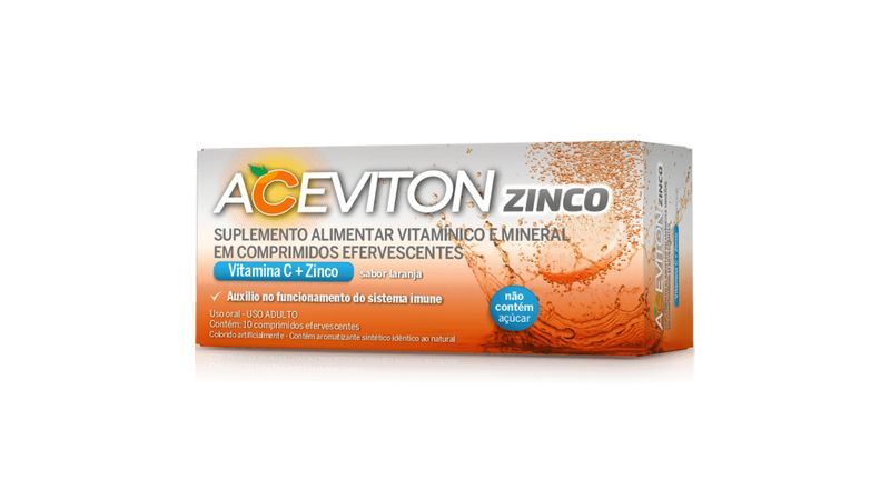 Aceviton Zinco 1G+10Mg Com 10 Comprimidos Eferv