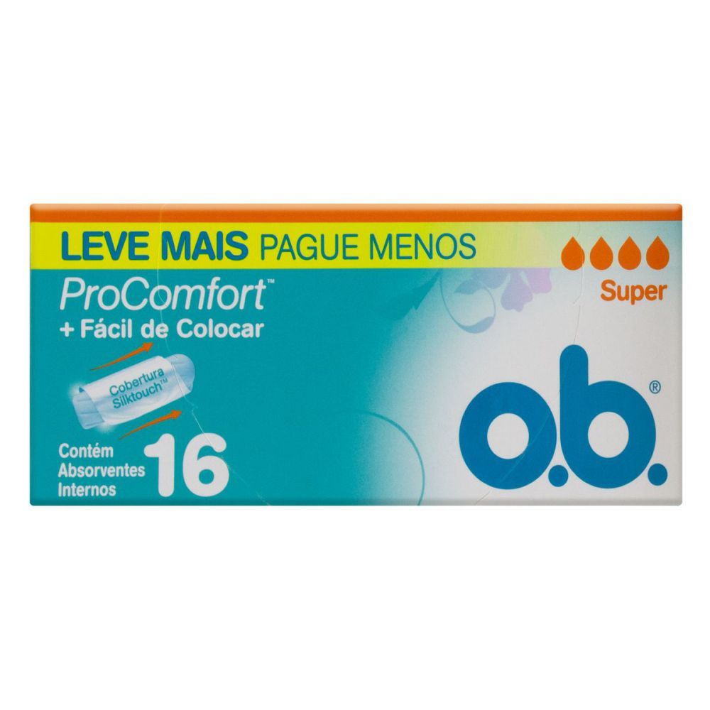 Absorvente Interno Super Pro Comfort Leve Mais Pague Menos O.B. 16 Unidades