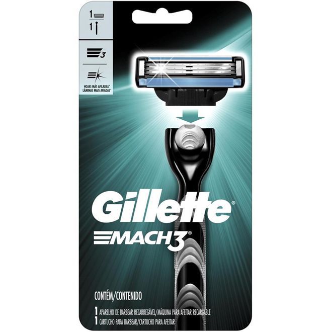[TESTE] Aparelho De Barbear Gillette Mach3 1 Unidade + Carga 2 Unidades + Camiseta Exclusiva Cbf