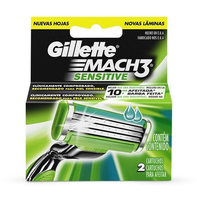 [TESTE] Carga Para Aparelho De Barbear Gillette Mach3 Sensitive 2 Unidades
