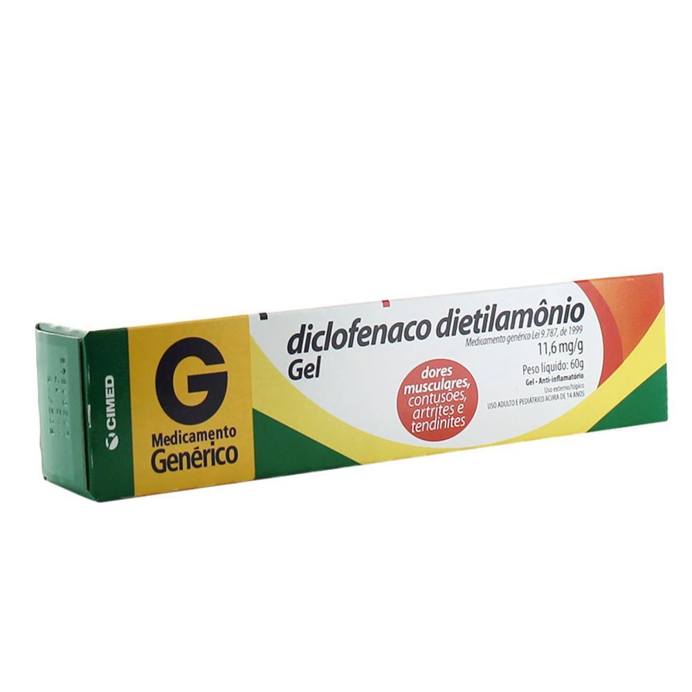 [TESTE] Diclofenaco Dietilamônio 10Mg Caixa Com 1 Bisnaga Com 60G De Gel De Uso Dermatológico - Cimed (Genérico)