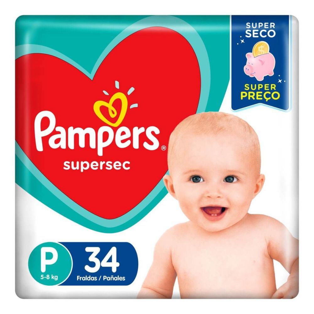 [TESTE] Fralda Infantil Pampers Supersec Com 34 Fraldas Descartáveis Tamanho P Pampers Supersec
