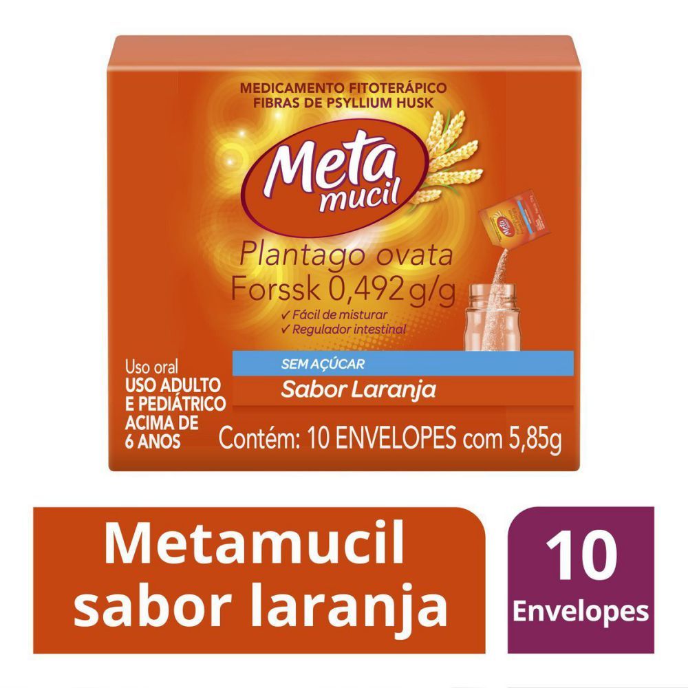 Metamucil 0,492G/G Sache Com 5,85G De Pó Para Solução De Uso Oral Sabor Laranja