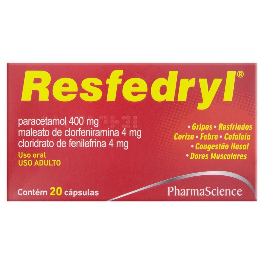 [TESTE] Resfedryl 400Mg + 4Mg + 4Mg Caixa Com 20 Cápsulas Gelatinosas Duras