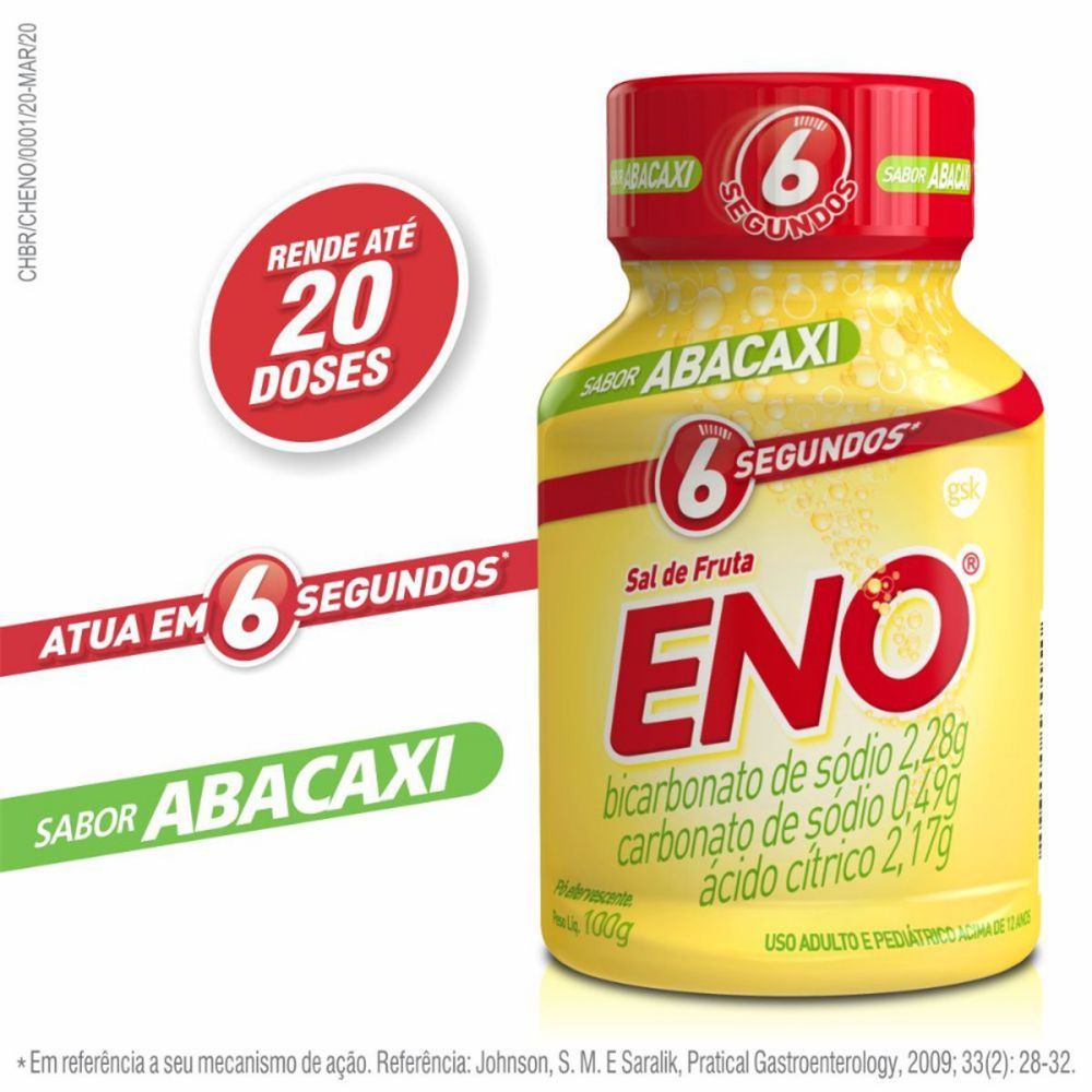 [TESTE] Sal De Frutas Eno Frasco Com 100G De Pó Efervescente De Uso Oral Abacaxi