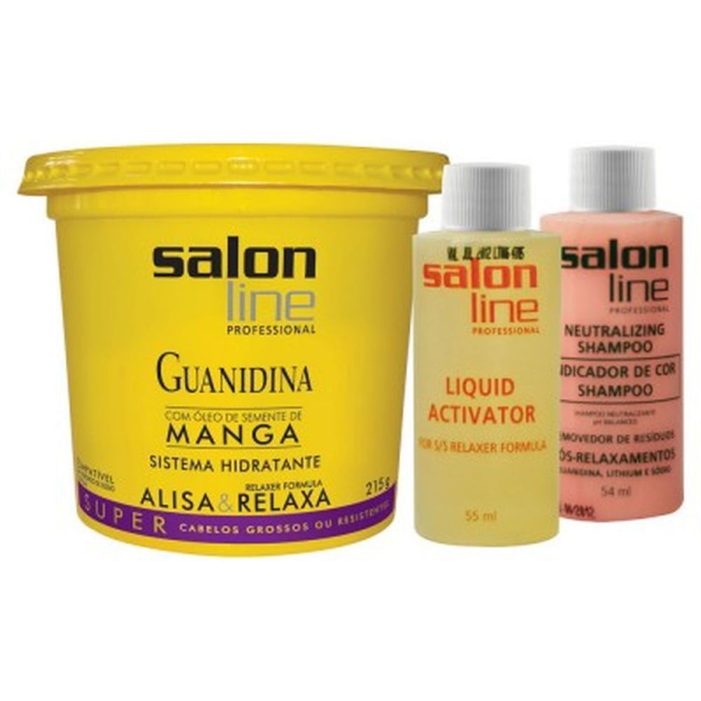 Kit De Relaxamento Guanidina Manga Salon Line Creme 215G + Ativador 54mL + Shampoo 54mL