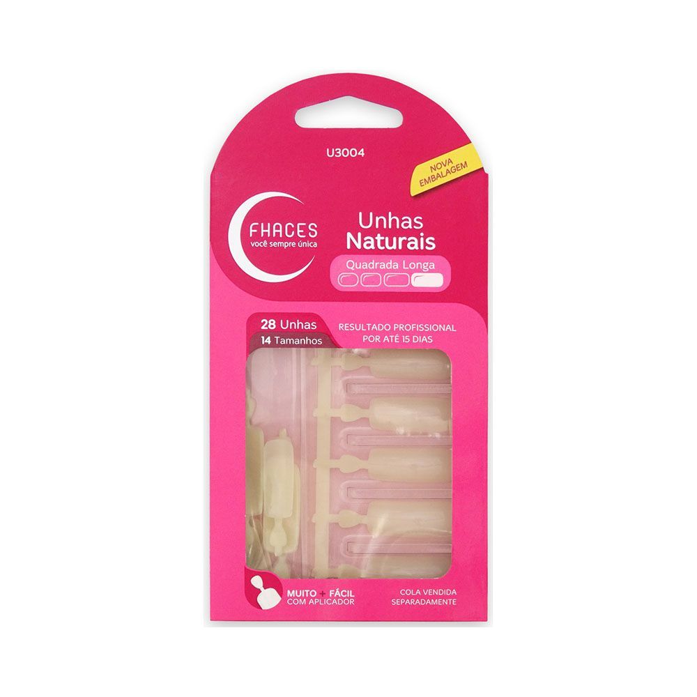[TESTE] Unhas Fhaces Natural Quadrada Longa 28Un. (U3004)