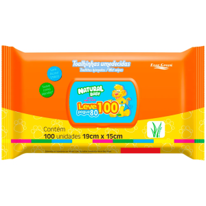 Toalha Umedecida Natural Baby Wipes Mãe & Filho 100 Unidades