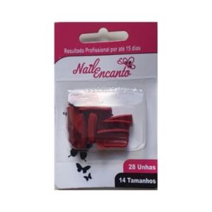 Unha Postiça Nail Encanto Bordo Com 28 Un