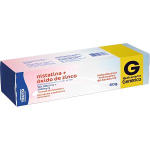 Nistatina + Óxido De Zinco - Teuto 100.000Ui/G + 200Mg/G, Caixa Com 1 Bisnaga Com 60G De Pomada De Uso Dermatológico