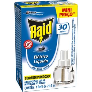Repelente Elétrico Líquido Raid Refil 30 Noites Com 21, 9mL