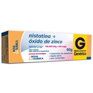 Nistatina + Óxido De Zinco 100.000Ui/G + 200Mg Caixa Com 1 Bisnaga Com 60G De Pomada De Uso Dermatológico - Nova Quimica (Genérico)