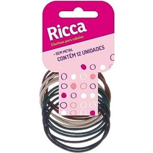 Elástico De Cabelo Ricca Sem Metal, Basic, 12 Unidades
