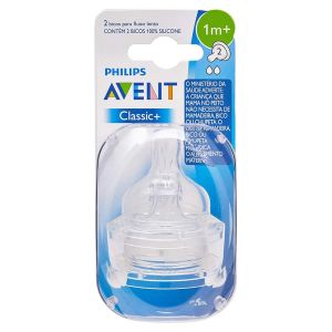 Bico Mamadeira Avent 1M+ Com 2 Unidades Classic