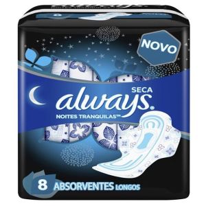 Absorvente Always Noites Tranquilas Cobertura Seca com Abas Leve 8 Pague 7