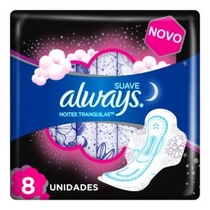 Absorvente Always Noites Tranquilas Cobertura Suave com Abas Pink Leve 8 Pague 7