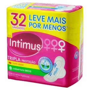 Absorvente Intimus Gel Tripla Proteção Seca com Abas 32 Unidades