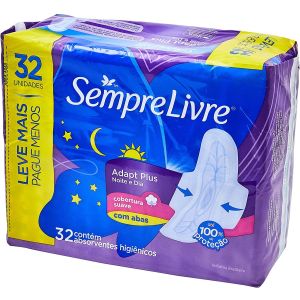 Absorvente Externo Adapt Plus Noite Dia com Abas Sempre Livre 32 Unidades