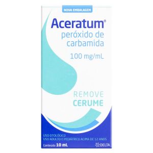 Aceratum 100mg/mL,Caixa com 1 Frasco Gotejador com 10mL de Solução de Uso Otológico