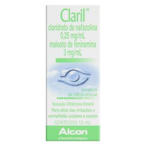Claril 0,25mg/mL + 3mg/mL Caixa com 1 Frasco Gotejador com 15mL de Solução de Uso Oftálmico
