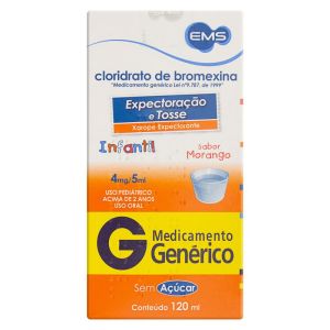 Cloridrato de Bromexina 0,8mg/mL Caixa com 1 Frasco com 120mL de Xarope + Copo Medidor - Ems (GENÉRICO)