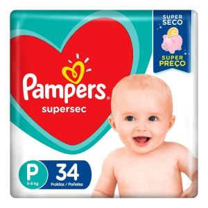 Fralda Infantil Pampers Supersec Com 34 Fraldas Descartáveis Tamanho P Pampers Supersec
