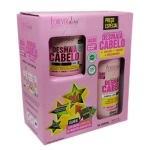 Kit Forever Liss Desmaia Cabelo Shampoo 300mL + Máscara 200mL + Grátis 3 Amostras
