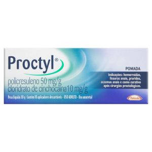 Proctyl 50Mg + 10Mg Caixa Com 1 Bisnaga Com 30G De Pomada De Uso Retal + 10 Aplicadores