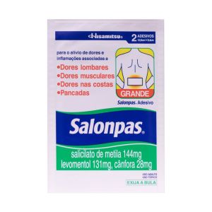 Salonpas Adesivo 144Mg + 131Mg + 28,4Mg Envelope Com 2 Adesivos Transdérmicos De 13Cm X 8,4Cm