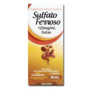 Sulfato Ferroso Arte Nativa Framboesa Frasco Gotejador Com 30mL De Solução Oral
