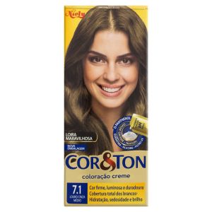 Cor&Ton Mini Kit Creme Coloracao Permanente 7.1 Louro Cinza Medio