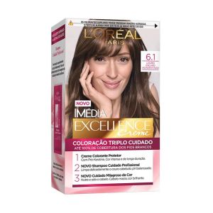 Tintura L'Oréal Imédia Excellence Creme Nº 6.1 Louro Escuro Acinzentado Entado