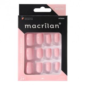 Unha Postiça Macrilan Com 24 Média Rosa Claro